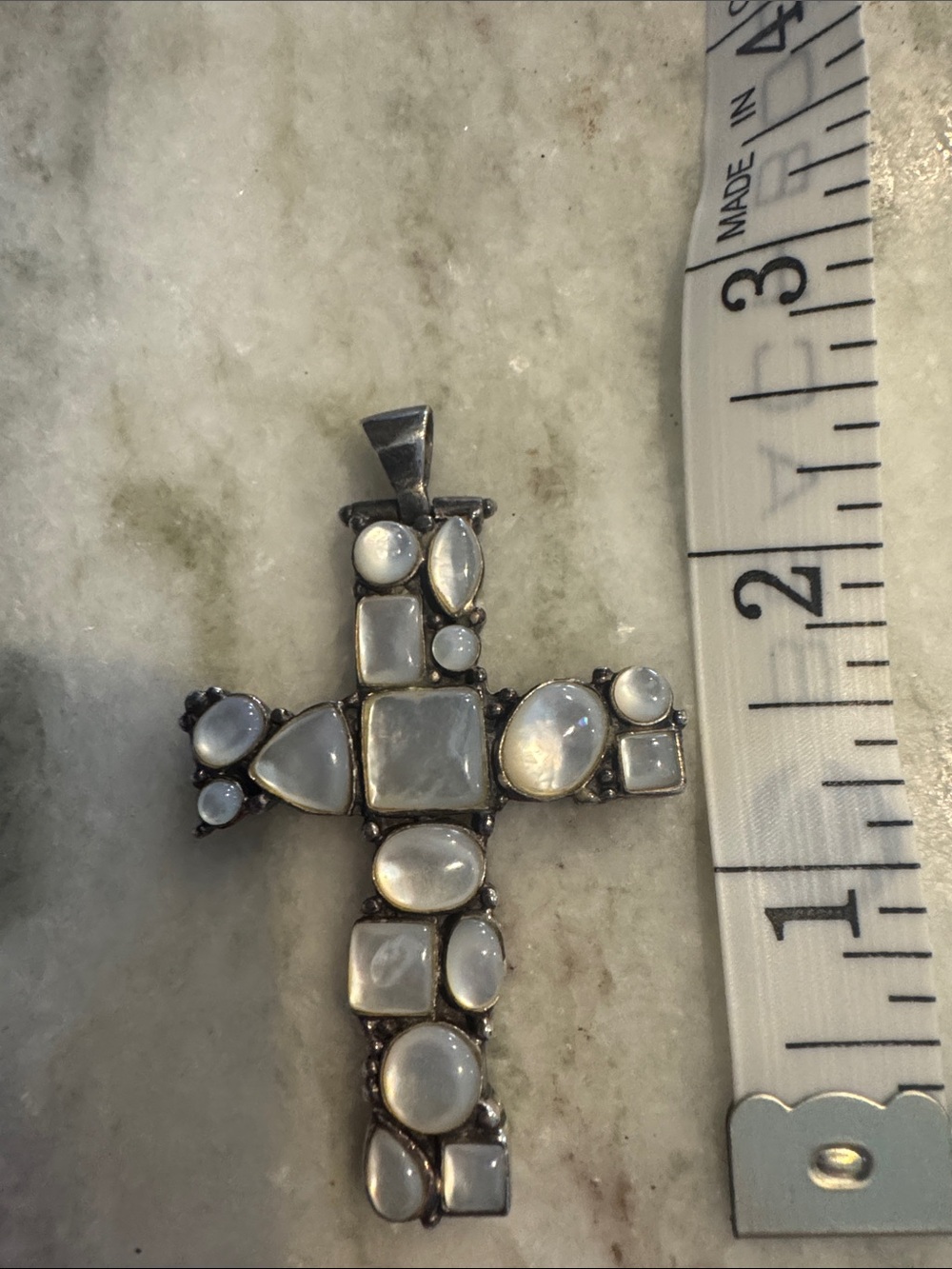 Moonstone Cross Pendant Necklace - White Moonstone sterling silver